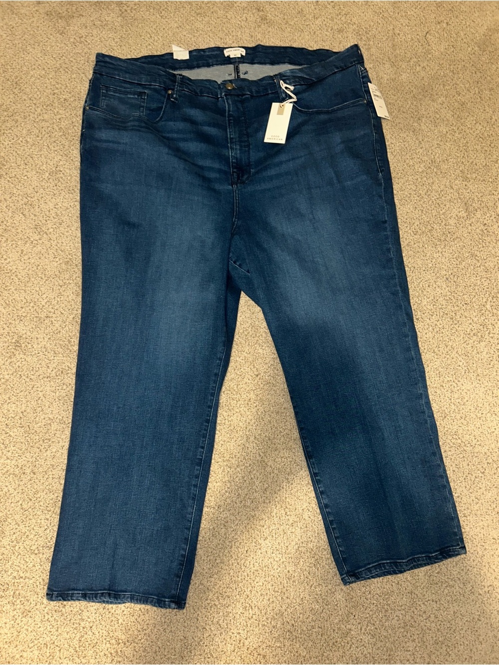 NWT Good American Women’s Plus Petite Straight Jeans in Deep Indigo Sz 30/5X